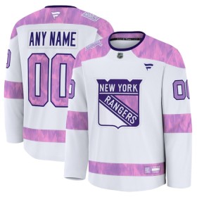 New York Rangers Dresy Personalizované Fanatics Hockey Fights Cancer Practice 2024-25 Bílý - Pánské